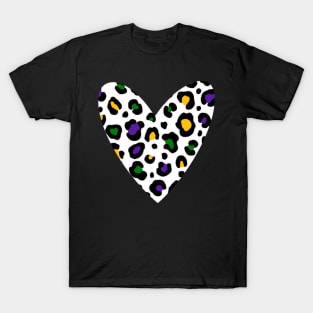 Leopard Mardi Gras Heart T-Shirt